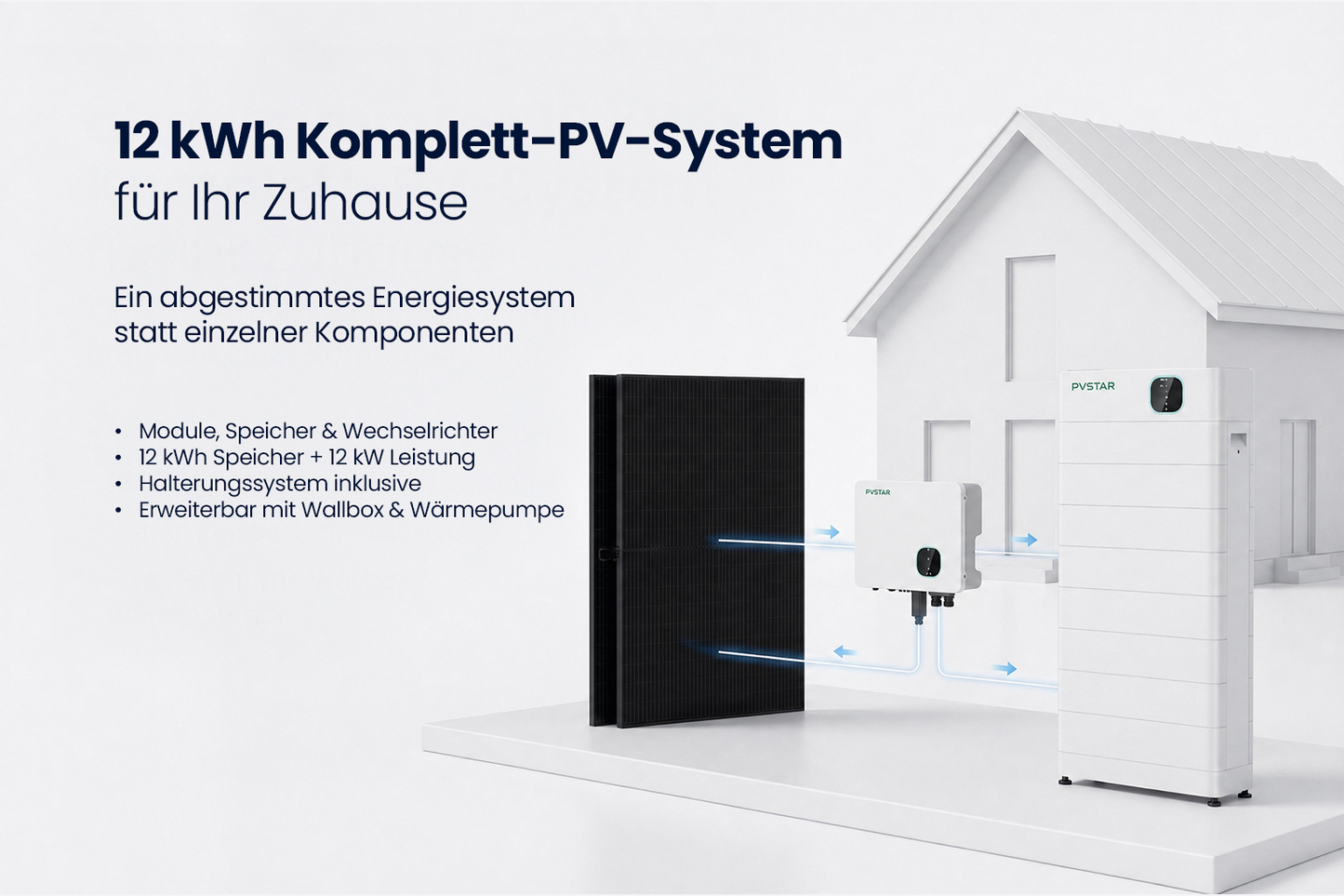 PVSTAR 12kW Komplettsystem – Hybrid-Solaranlage mit Speicher