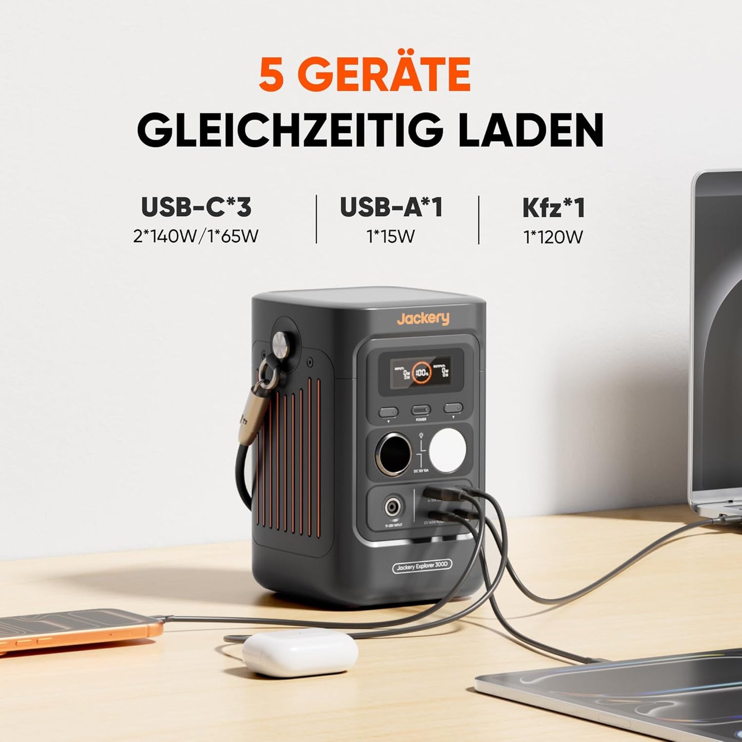 Jackery Explorer 300D - Kompakte DC-Powerstation (288 Wh, 300 W)
