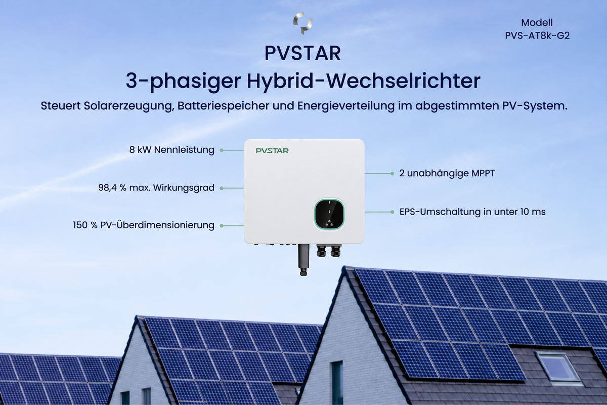 PVSTAR 8kWp PV-Komplettset mit  8kWh Speicher & inkl. Halterungssystem