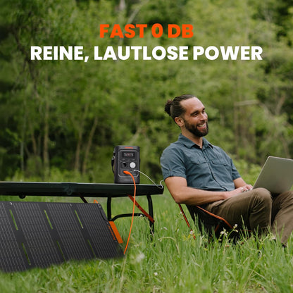  Jackery Powerstation mit fast 0 dB Betrieb für leise, reine Stromversorgung beim Arbeiten im Freien