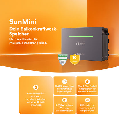 LumenHaus SunMini – Balkonkraftwerk-Speichersystem (4 kWh, 2.500 W)