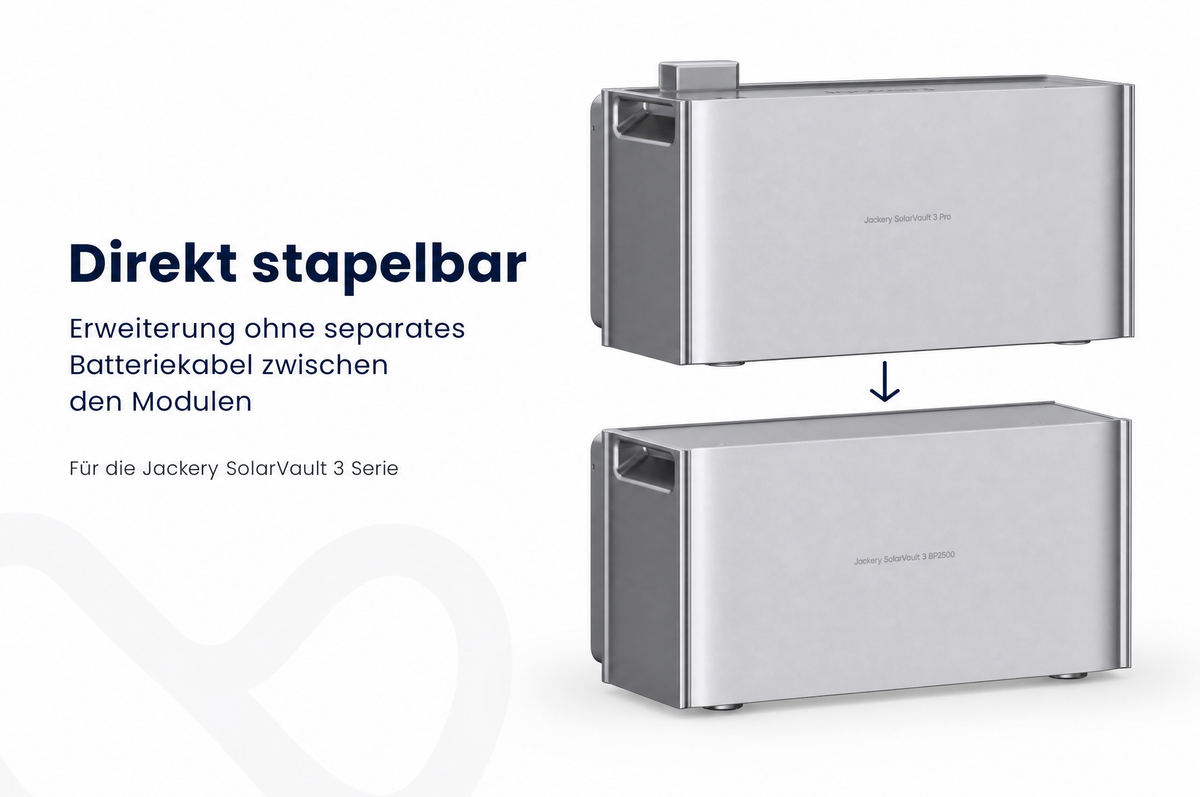 Jackery SolarVault 3 BP2500 direkt stapelbar ohne separates Batteriekabel