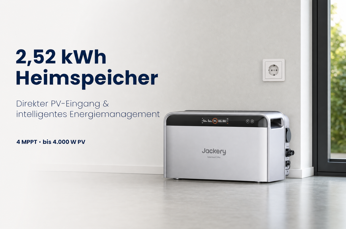 Jackery SolarVault 3 Pro 2,52 kWh Heimspeicher mit vier MPPT und direktem PV-Eingang