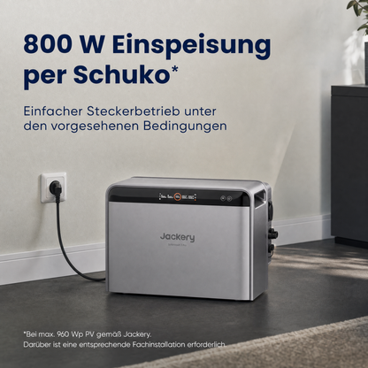 Jackery SolarVault 3 Pro mit 800 W Einspeisung über Schuko-Steckdose
