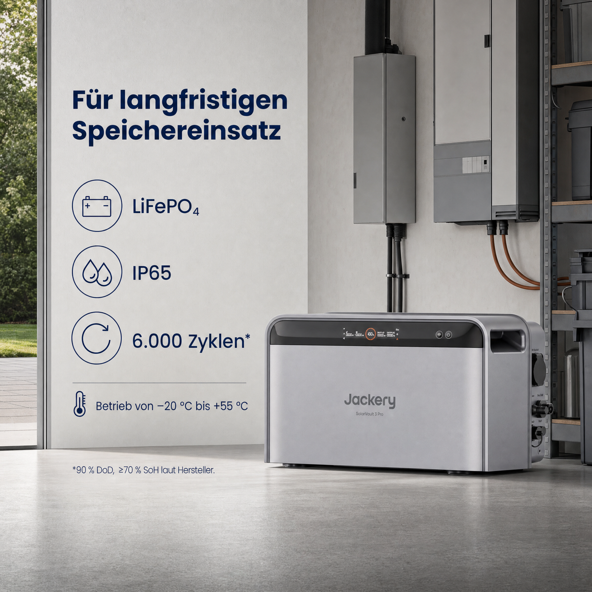 Jackery SolarVault 3 Pro LiFePO4 Heimspeicher mit IP65 und 6000 Ladezyklen