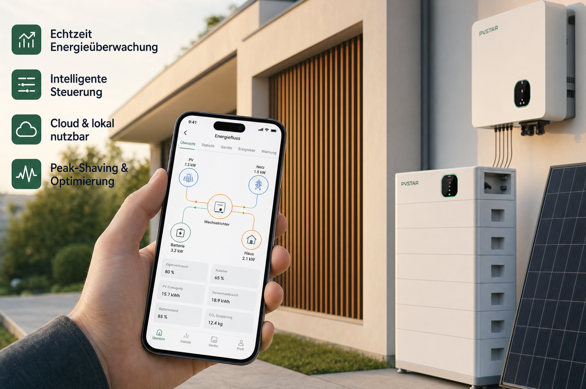 PVSTAR 8,10,12-kW-Komplettsystem mit 8,10,12,80-kWh-Speicher, Hybrid-Wechselrichter, App und optionaler Wallbox